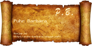 Puhr Barbara névjegykártya